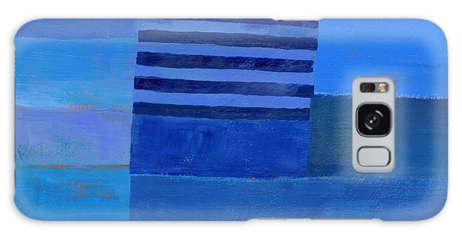 Abstract Art Galaxy Case featuring the painting Blue Stripes 7 by Jane Davies