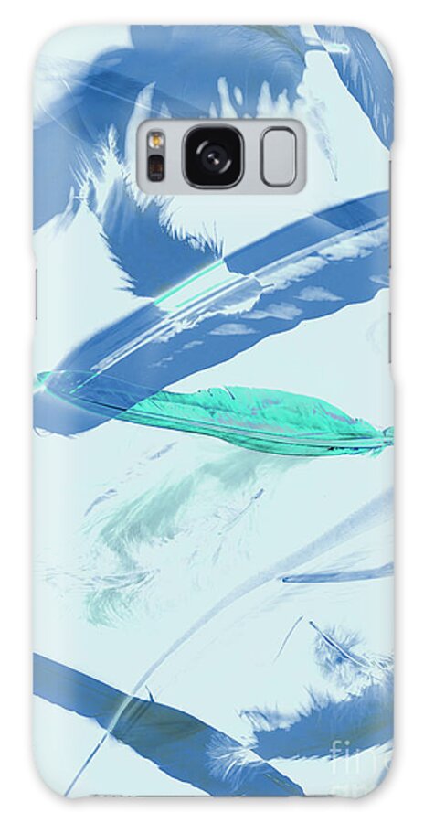 Abstract Galaxy Case featuring the photograph Blue toned artistic feather abstract by Jorgo Photography