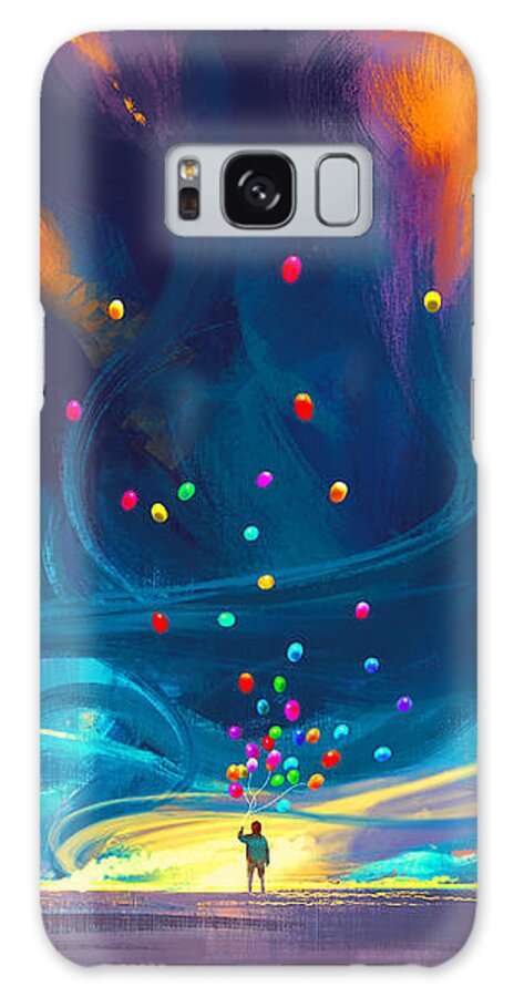 Abstract Galaxy Case featuring the painting Blue Tornado by Tithi Luadthong
