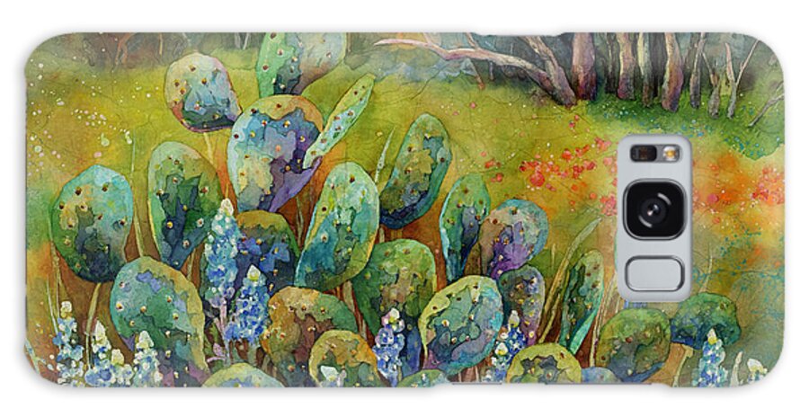 Cactus Galaxy Case featuring the painting Bluebonnets and Cactus by Hailey E Herrera