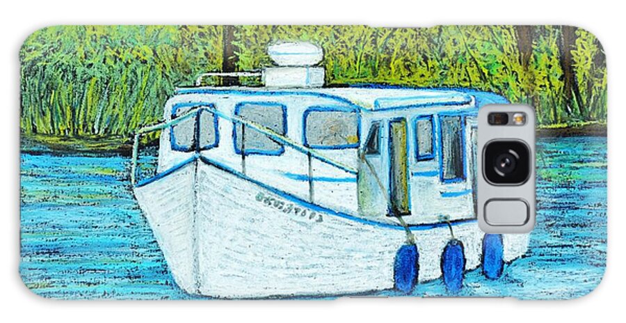 Boats Galaxy Case featuring the painting Boat on the River by Reb Frost