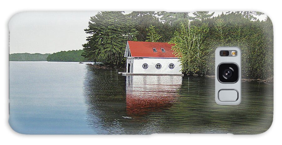 Canoe Galaxy Case featuring the painting Boathouse by Kenneth M Kirsch
