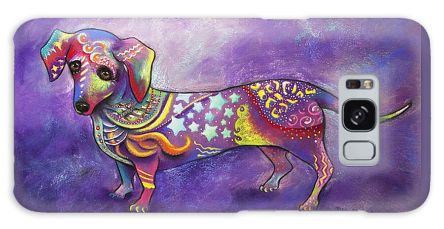 Dachshund Art Print Galaxy Case featuring the mixed media Dachshund by Patricia Lintner