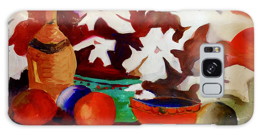 Orange Galaxy Case featuring the painting Bottle of Wine by Carole Johnson