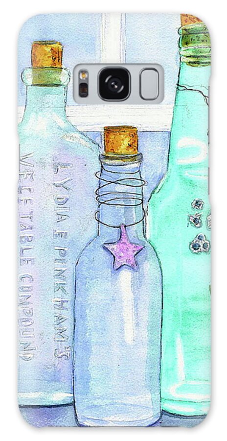 Bottles Galaxy Case featuring the painting Bottles with Barnacles by Midge Pippel