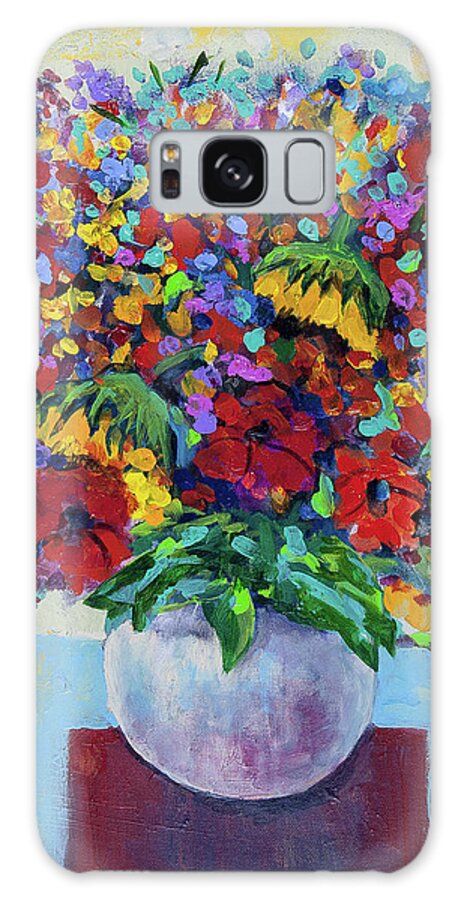 Flower Galaxy Case featuring the painting Bouquet with two sunflowers by Maxim Komissarchik