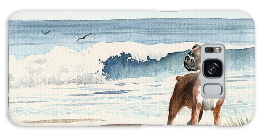 Boxer Galaxy Case featuring the painting Boxer At The Beach by David Rogers