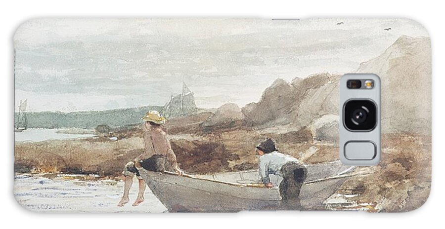 Boys On The Beach Galaxy Case featuring the painting Boys on the Beach by Winslow Homer
