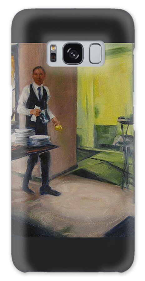 Waiter Galaxy Case featuring the painting Breakfast Service by Connie Schaertl