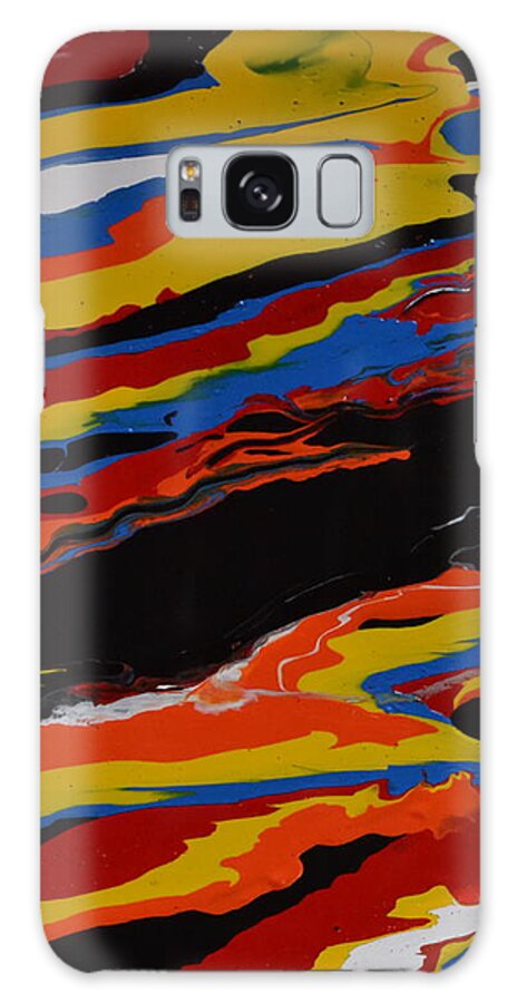 An Abstract Painting Using Acrylic Colors. The Technique Used For This Painting Was Flow Painting. Each Color Is Diluted With A Mixture Of Water And Flow Medium. The Colors Are Poured Onto The Canvas. Once They Are All Pored The Canvas Is Moved To Create The Pattern. Galaxy Case featuring the painting Bright Waves by Martin Schmidt