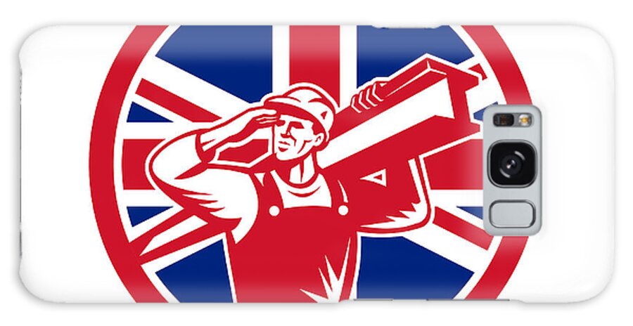 Icon Galaxy S8 Case featuring the digital art British Construction Worker Union Jack Flag Icon by Aloysius Patrimonio