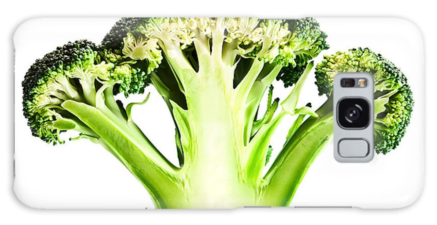 Broccoli Galaxy Case featuring the photograph Broccoli cutaway on white by Johan Swanepoel