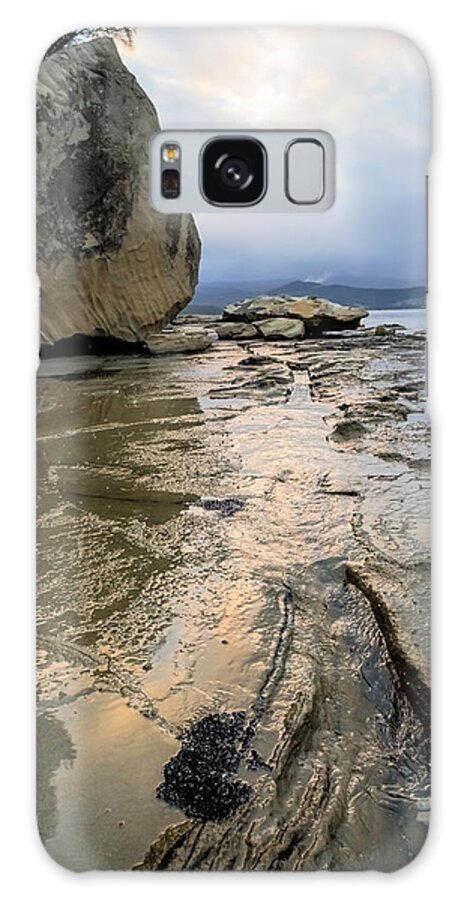  Wide Angle Rocks Ocean Beach Water Tidal Galaxy Case featuring the photograph Bruny Island Low Tide by Anthony Davey
