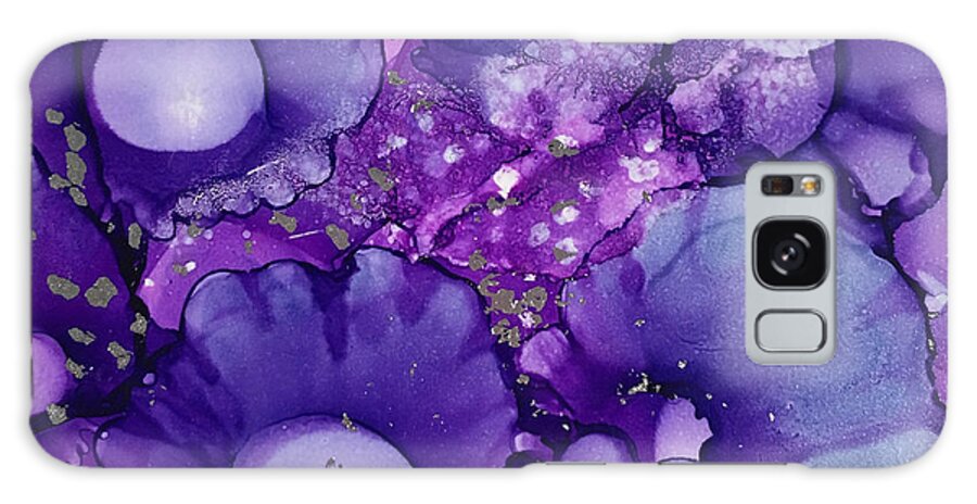 Blue Galaxy Case featuring the painting Bubble Cups in Blue by Karen Ann