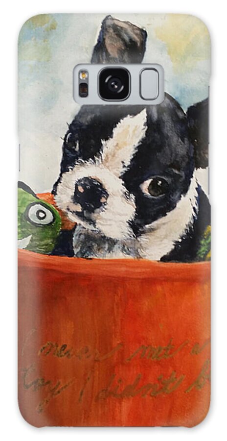 Boston Terrier Galaxy Case featuring the painting Bucket List by Cheryl Wallace