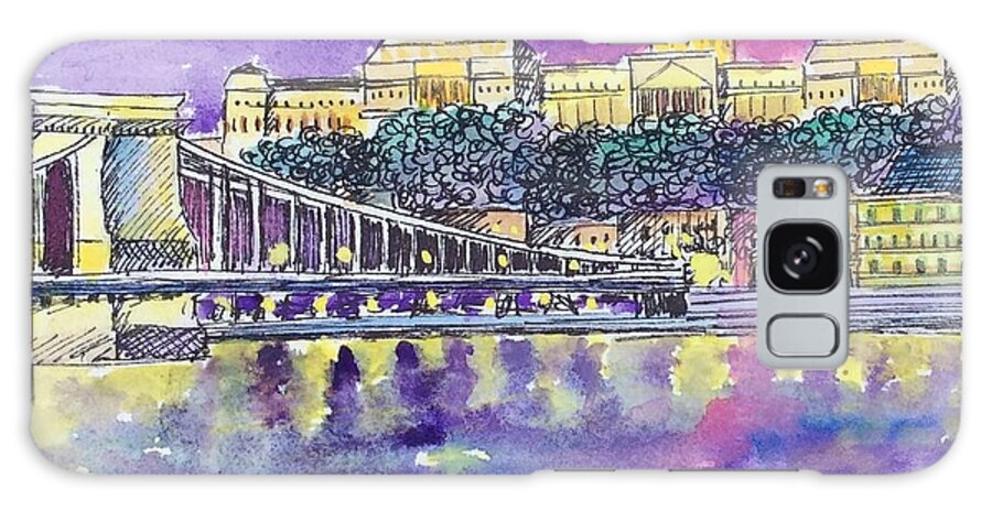Budapest Galaxy Case featuring the painting Budapest at Night II by Emily Page