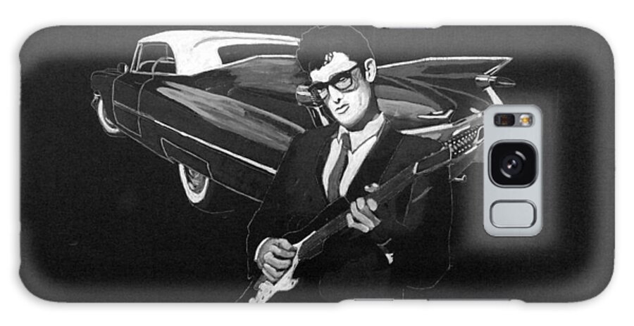 Car Galaxy S8 Case featuring the painting Buddy Holly and 1959 Cadillac by Richard Le Page