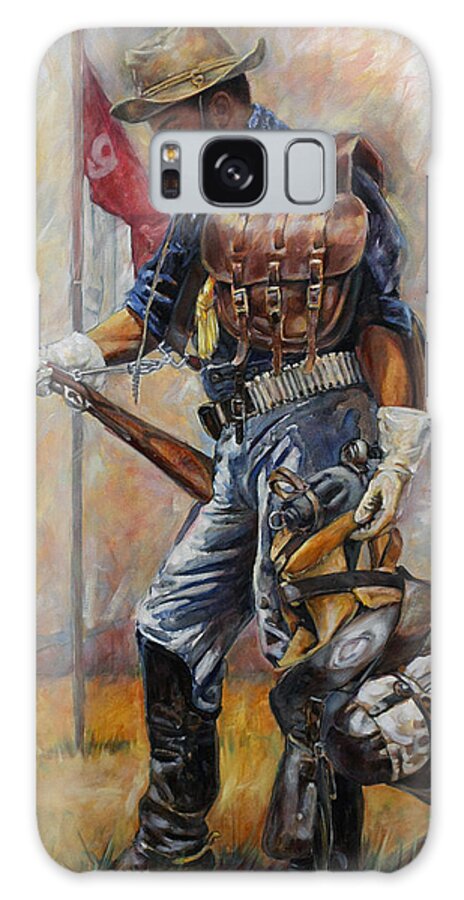 Buffalo Soldier Galaxy Case featuring the painting Buffalo Soldier Outfitted by Harvie Brown