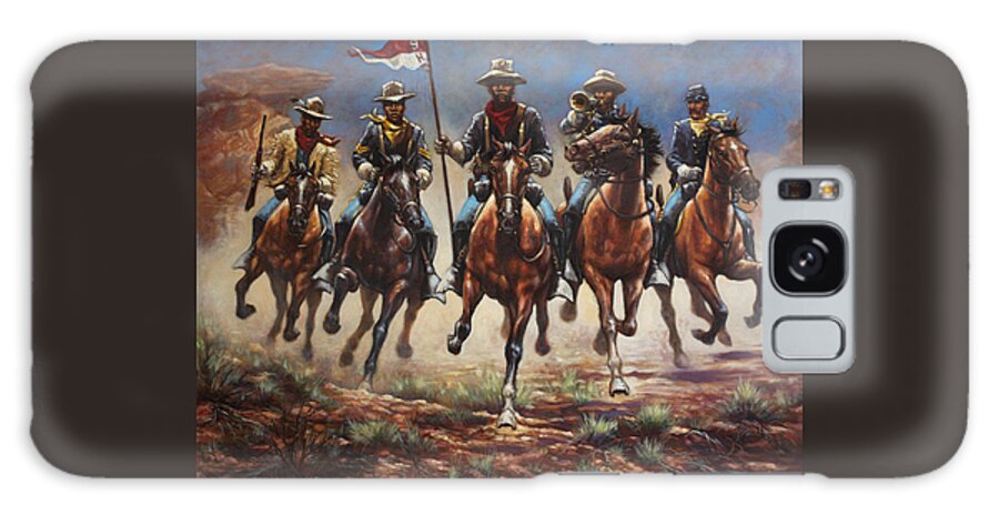 Buffalo Soldiers Galaxy Case featuring the painting Bugler And The Guidon by Harvie Brown