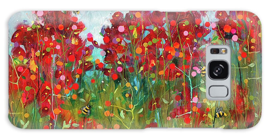 Artwork Galaxy Case featuring the painting Bumblebees and Poppies by Cynthia Westbrook