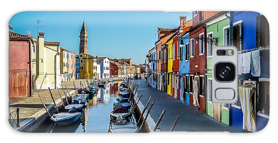 Burano Galaxy Case featuring the photograph Burano Canal Clothesline by Pamela Newcomb