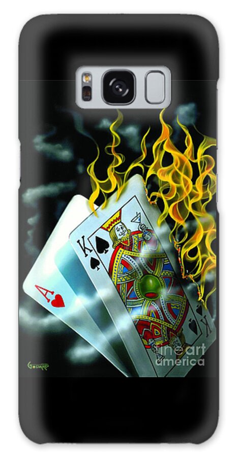 Blackjack Galaxy Case featuring the painting Burning Blackjack by Michael Godard