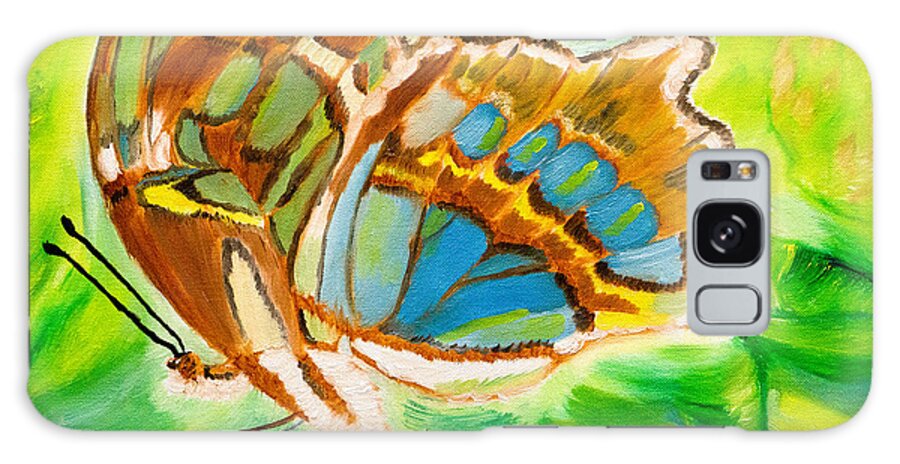 Malachite Butterfly Galaxy Case featuring the painting Malachite Butterfly Delight by Meryl Goudey