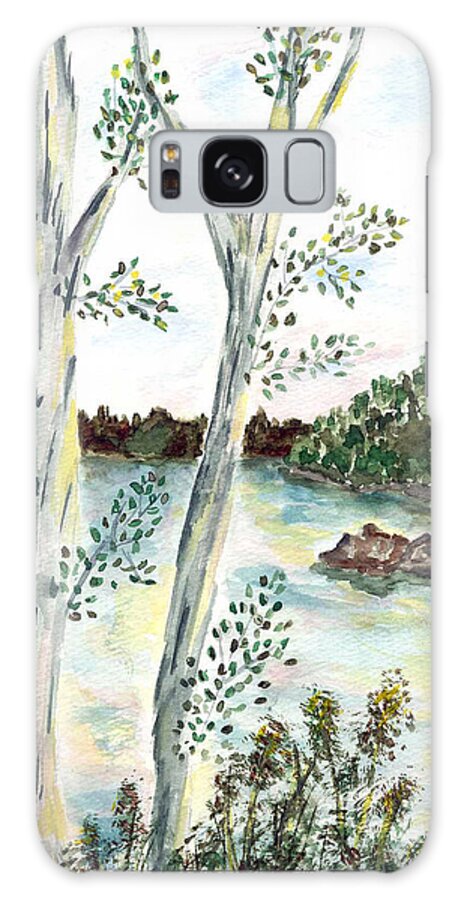 Trees Galaxy Case featuring the painting By The Lake by Donna Blackhall