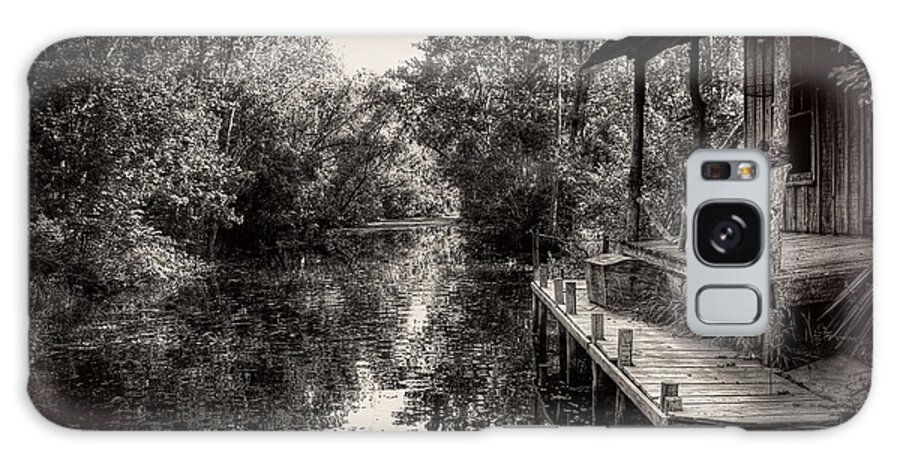 Bayou Galaxy Case featuring the photograph Cabin In The Swamp In Black and White by Greg and Chrystal Mimbs