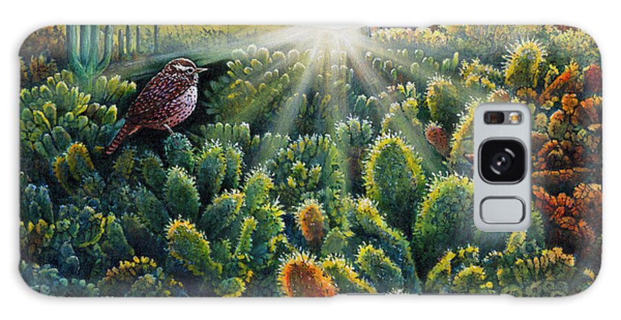 Cactus Wren Galaxy Case featuring the painting Cactus Wren by Michael Frank