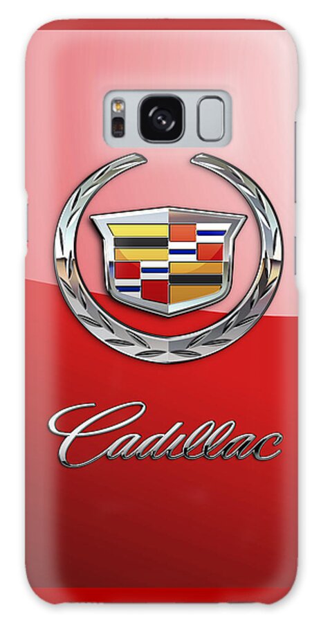 �wheels Of Fortune� Collection By Serge Averbukh Galaxy Case featuring the photograph Cadillac - 3 D Badge on Red by Serge Averbukh