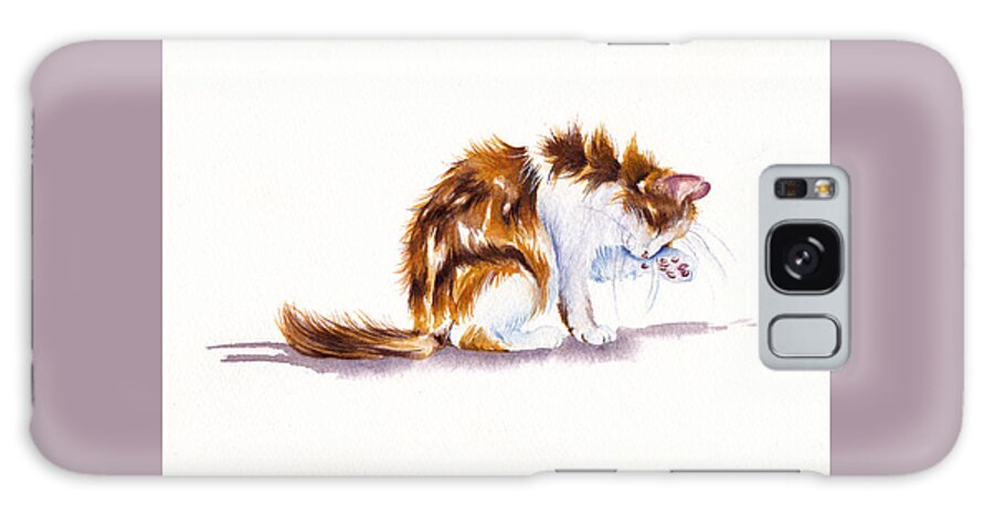 Calico Galaxy Case featuring the painting Calico Cat Washing by Debra Hall