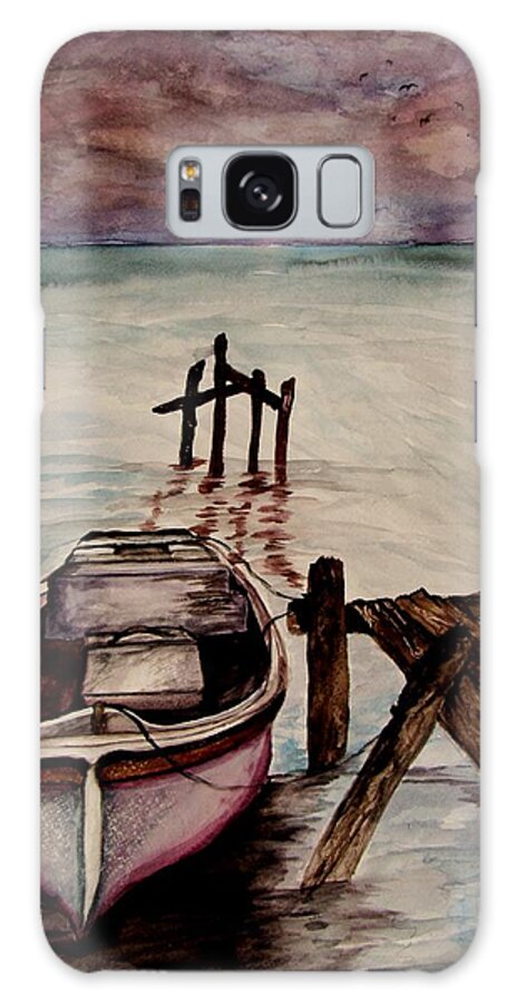 Boat Galaxy Case featuring the painting Calm Waters by Lil Taylor