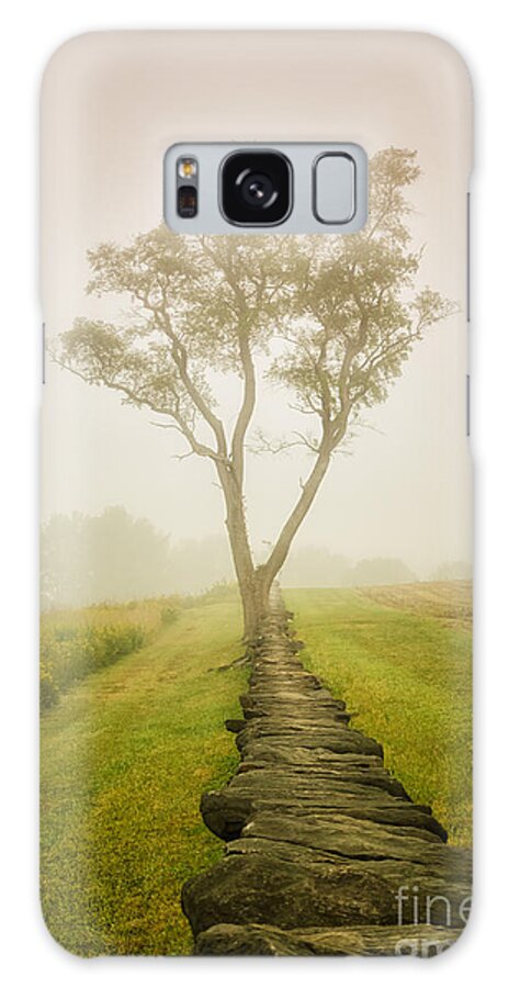 Fog Galaxy Case featuring the photograph Calming Morning in the Foggy Meadow Rural Landscape Photograph by PIPA Fine Art - Simply Solid