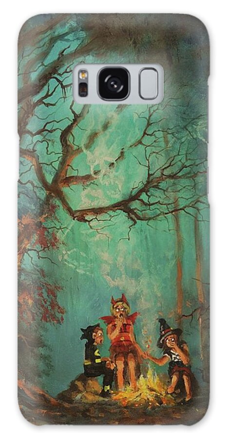 Halloween Galaxy Case featuring the painting Campfire Ghost by Tom Shropshire