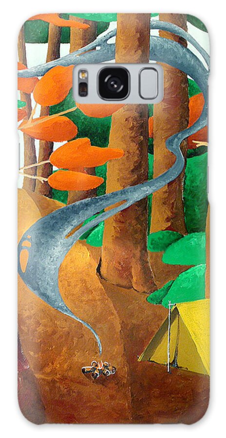 Landscape Galaxy Case featuring the painting Camping - Through The Forest Series by Richard Hoedl