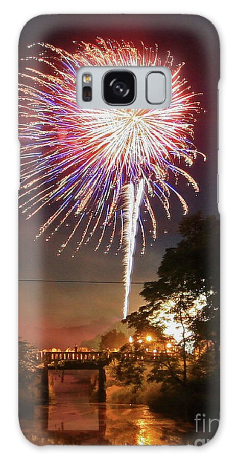 Fire Works Galaxy Case featuring the photograph Canal View of Fire Works by Paula Guttilla
