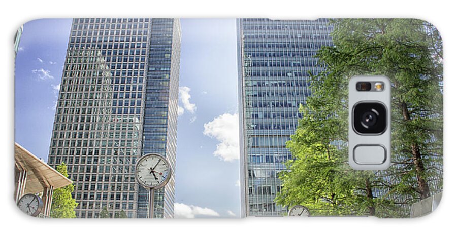 Business Galaxy Case featuring the photograph Canary Wharf Clocks by Martin Newman