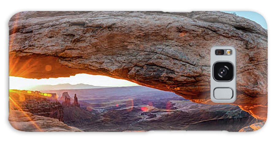 Utah Galaxy Case featuring the photograph Canyonland Mesa Arch Morning Sunrise Panorama by Gregory Ballos
