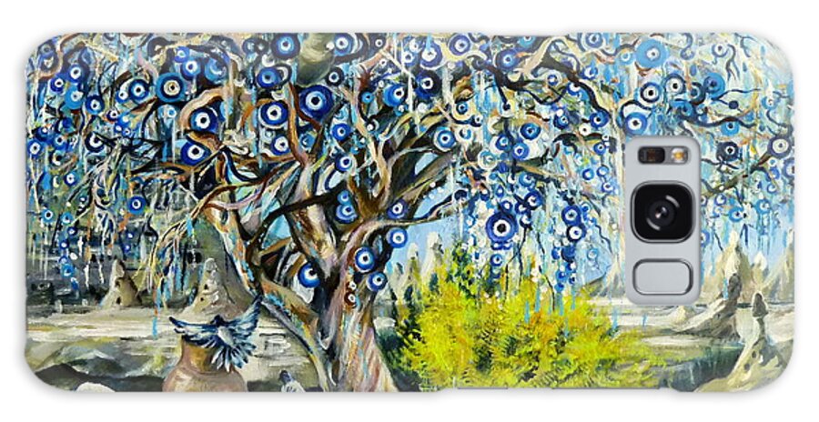 Travel Impressions Galaxy Case featuring the painting Cappadocia Nazar Tree by Anna Duyunova