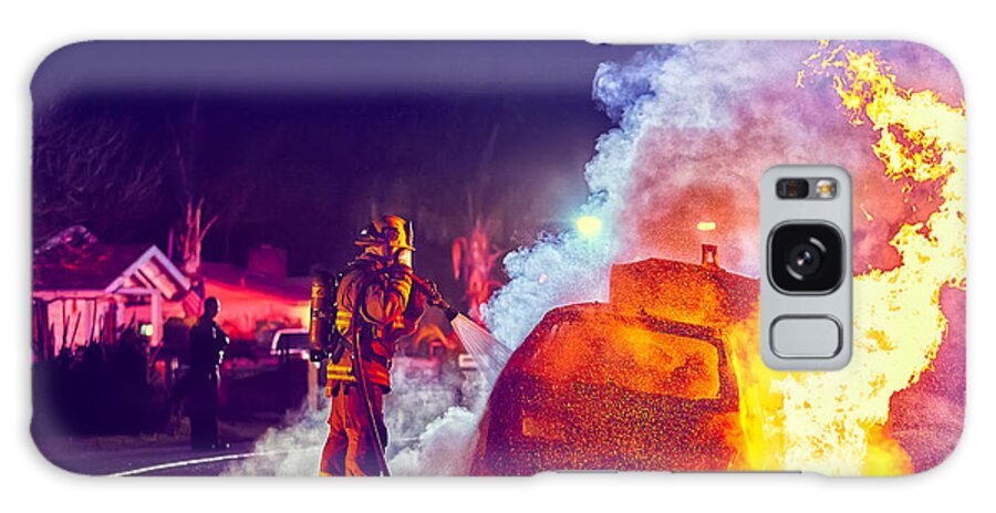 Car On Fire Galaxy Case featuring the photograph Car Arson by TC Morgan