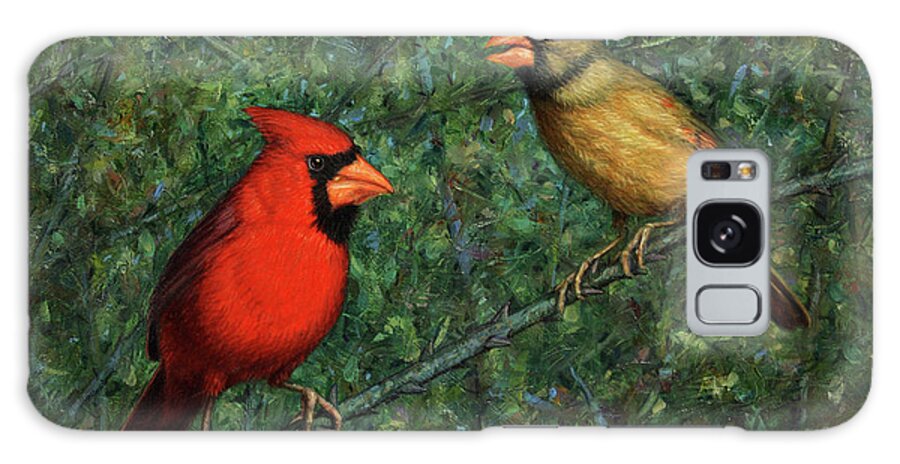 Cardinal Galaxy Case featuring the painting Cardinal Couple by James W Johnson