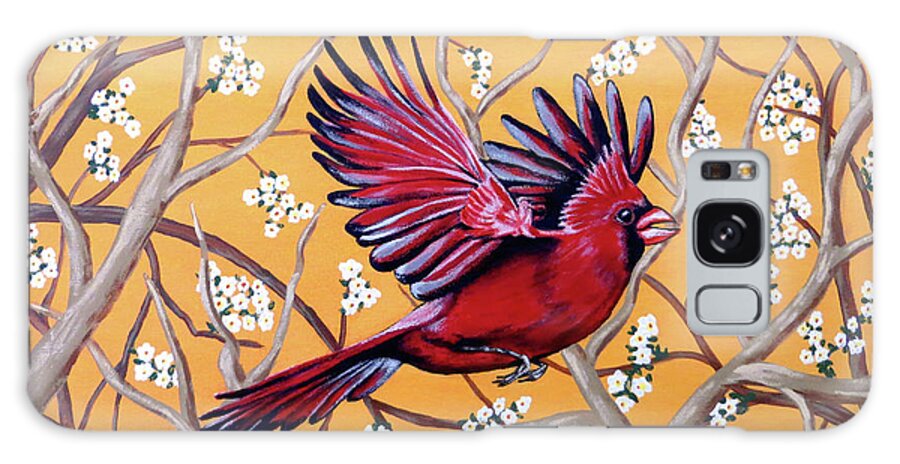 Cardinal Galaxy Case featuring the painting Cardinal in Flight by Teresa Wing