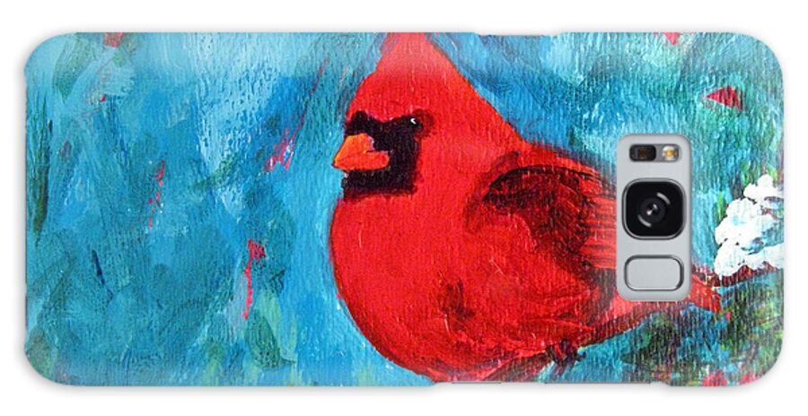 Poster Galaxy Case featuring the painting Cardinal Red Bird Watercolor Modern Art by Patricia Awapara