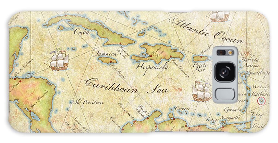 Map Galaxy Case featuring the digital art Caribbean Map II by Unknown