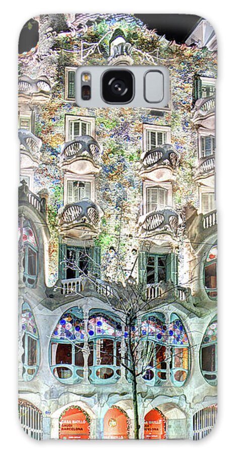 Casa Batllo Galaxy Case featuring the photograph Casa Batllo at night - Gaudi by Weston Westmoreland