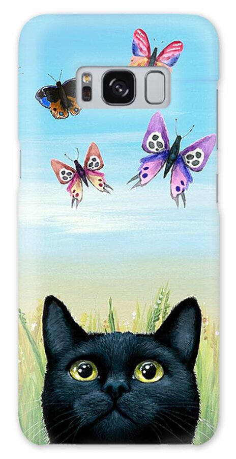Cat Galaxy Case featuring the painting Cat 606 nature by Lucie Dumas