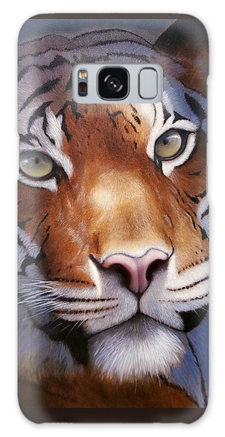 Oil Galaxy Case featuring the painting Cat and Mouse by Linda Merchant