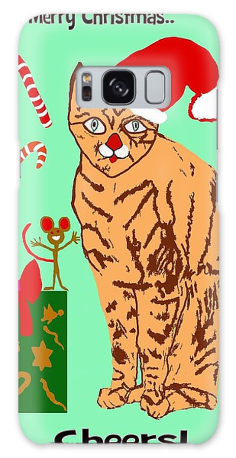 Christmas Galaxy Case featuring the digital art Cat and mouse Xmas II by Laura Smith