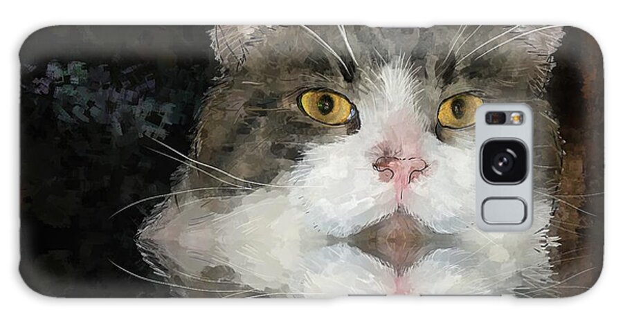 Animal Galaxy Case featuring the digital art Cat at the table by Debra Baldwin